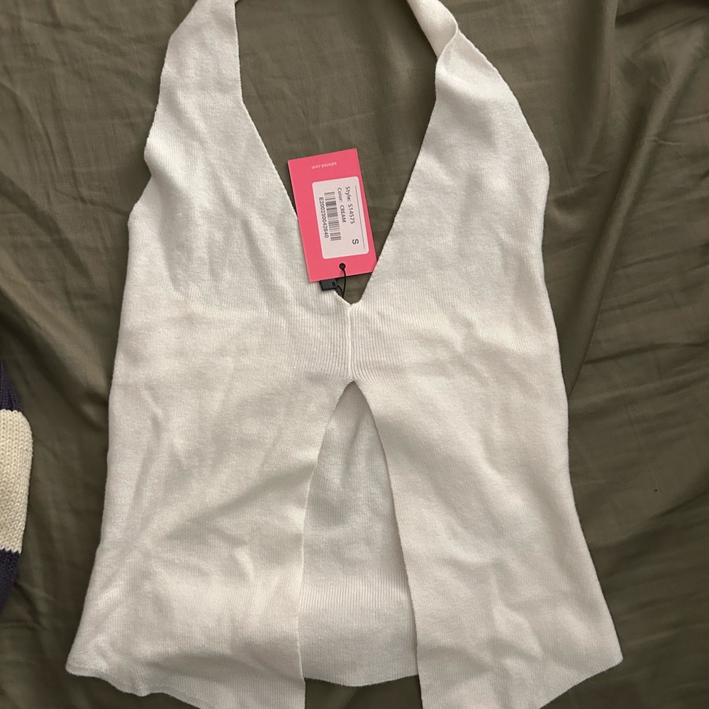 Edikted White Asymmetrical Sleeveless Tank Top
